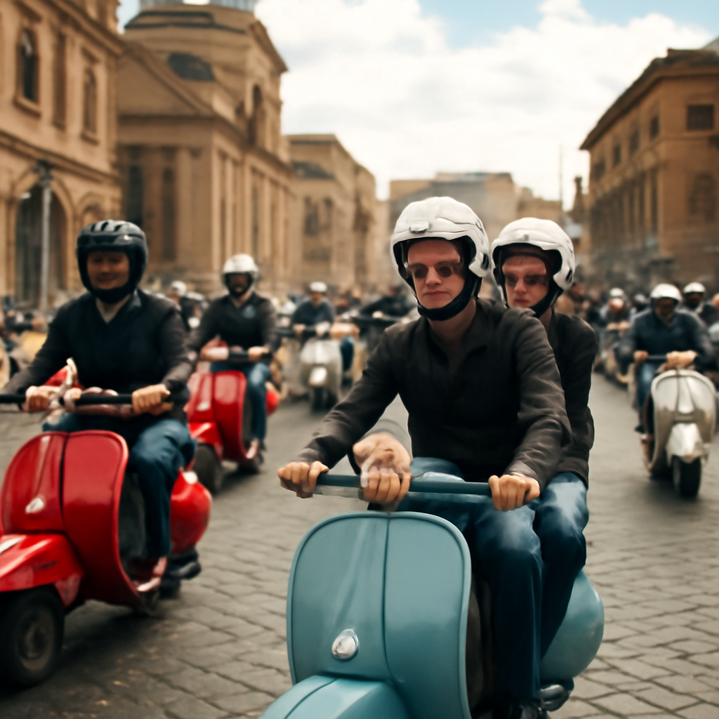 Roma'da Vespa Rüzgarı: Motosiklet Aşıkları Şehrin Caddelerinde Buluştu